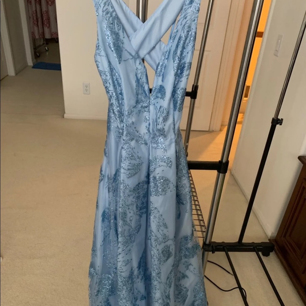 Blue Glitter Prom Dress